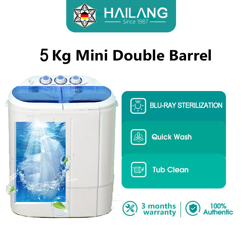 Twin Tub Washing Machine -With Dryer, 5kg Household Semi-Automatic Small  Size