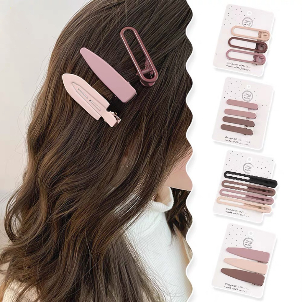 emie fashion Korean Style Morandi Colored Frosted Simple Hair Clips
