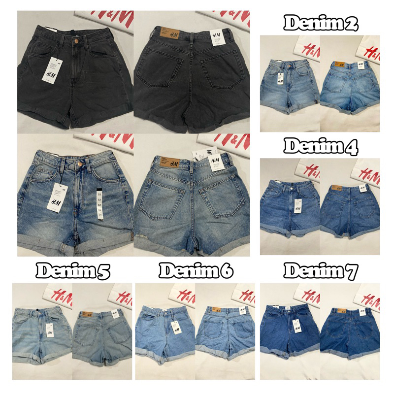 Overruns H M Denim HW Shorts size 22 29 High Waist Waisted