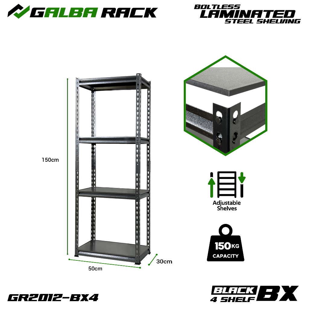 GR Boltless Laminated Steel Shelving Adjustable BIG SIZE 6.5ft (120x60x198cm) 5Layers 750kg