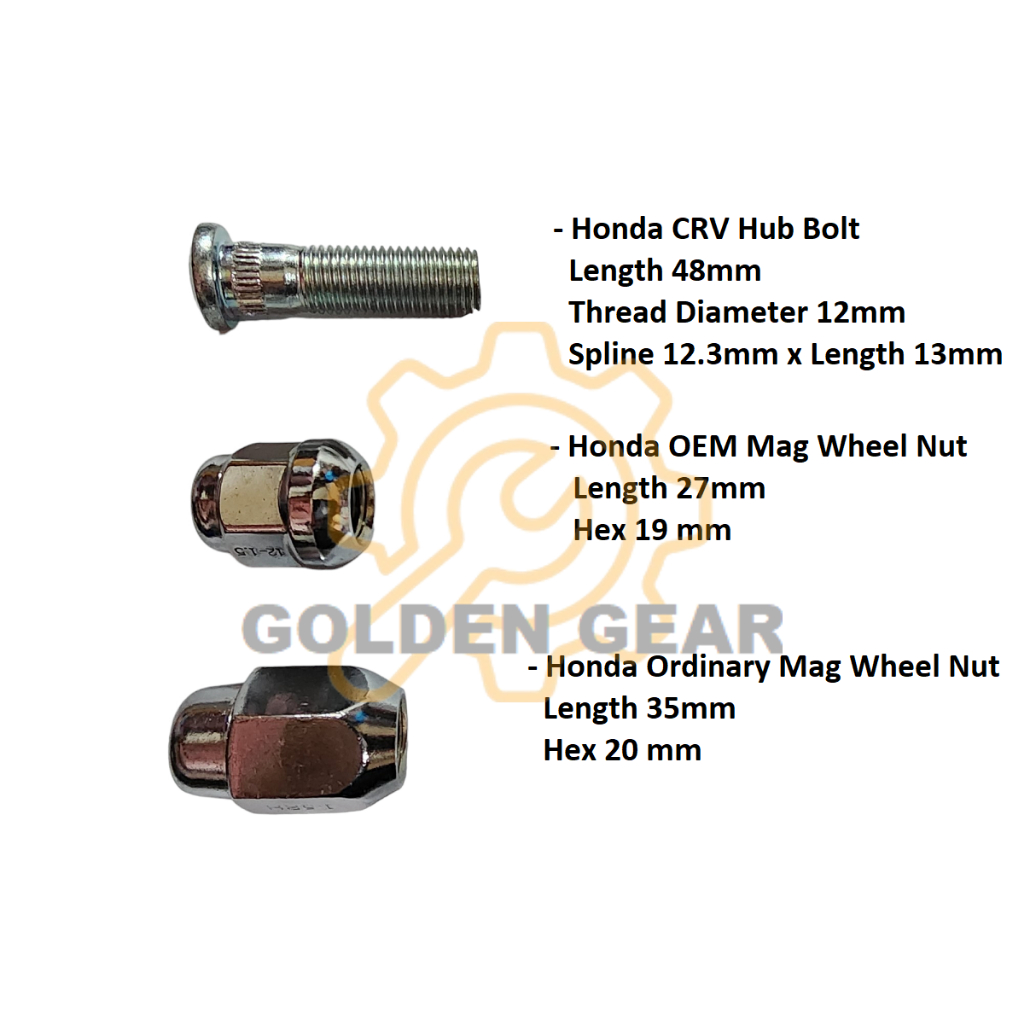 Honda Crv OEM Hub Bolt Stud Mag Wheel Nut Shopee Philippines