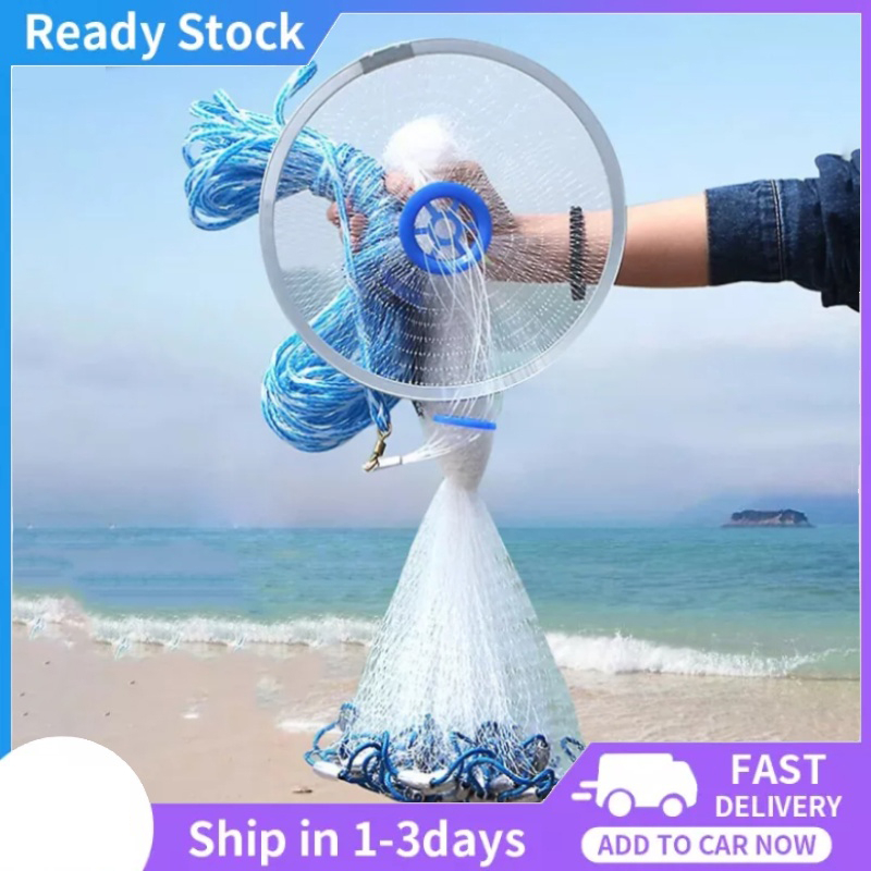 Gauri Enterprises Fishing Cast Throw Net/Hand Throw Fishing nets/Fishing  Trap nets with (Heavy Duty Lead Sinker) - White Color (7 Feet)