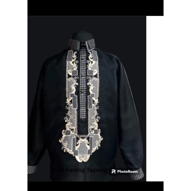 Barong Tagalog double Collar(yellow gold,navy blue,black,cream,maroon ...