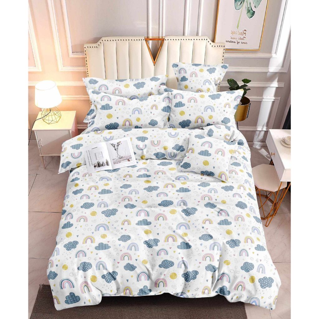 Rainbow Blue White FULLY GARTERIZED Premium Canadian Bedsheet | Shopee ...