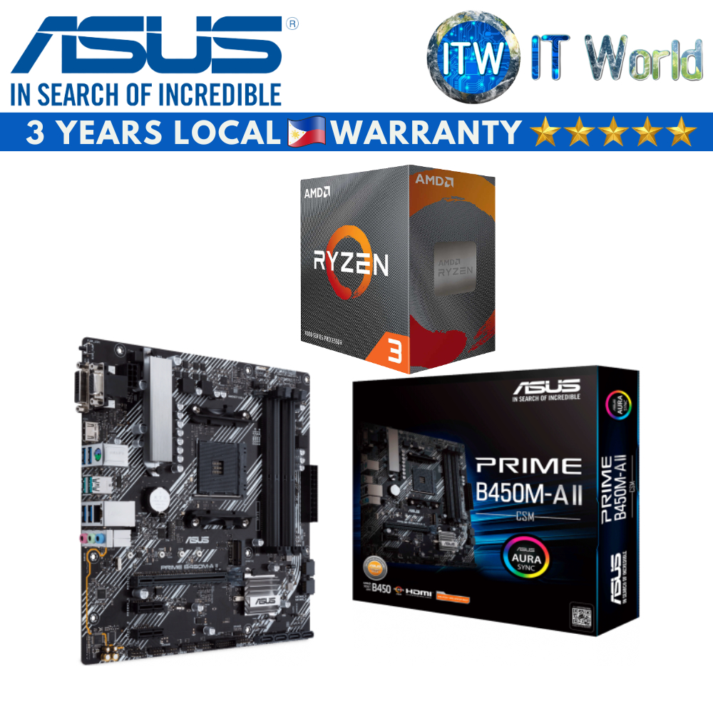 AMD Ryzen 3 4100 Desktop Processor with Asus Prime B450MA II/CSM