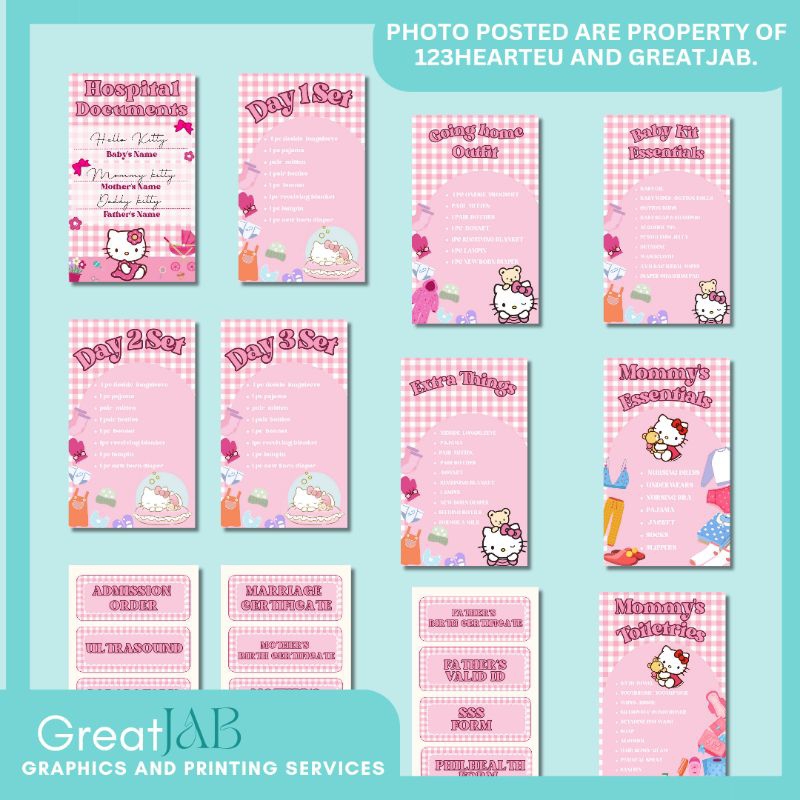 HELLOKITTY Hospital bag checklist sticker label|mommy and baby hospital ...