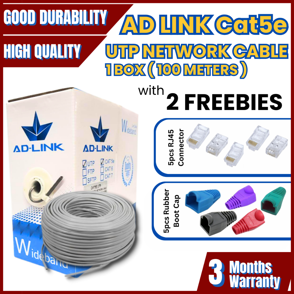 ADLINK Cat5e UTP Cable 100meters Gray Color [Best Quality] Shopee
