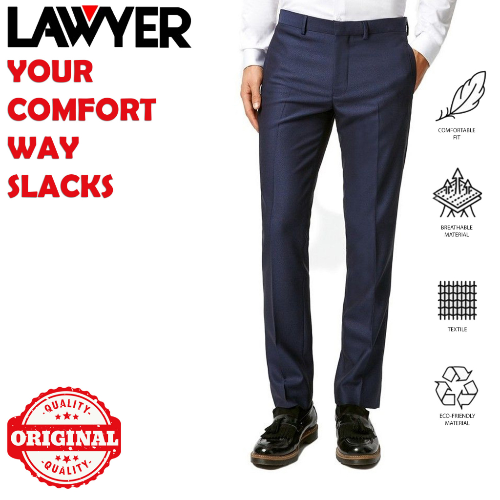 NAVY BLUE LAWYER SLACKS 100% PREMIUM QUALITY SLACKS | Shopee Philippines