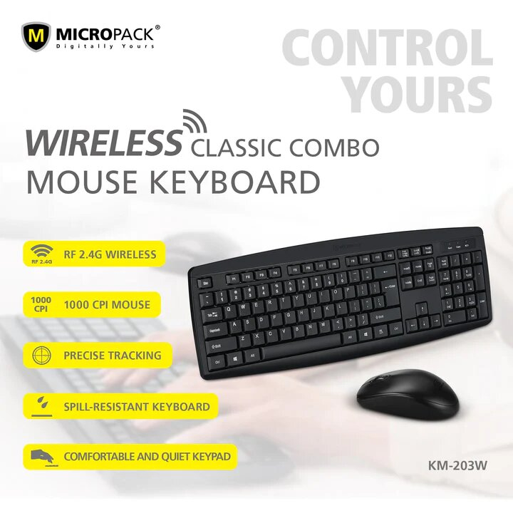 Micropack KM203W Classic Wireless Combo (Keyboard & Mouse) Shopee