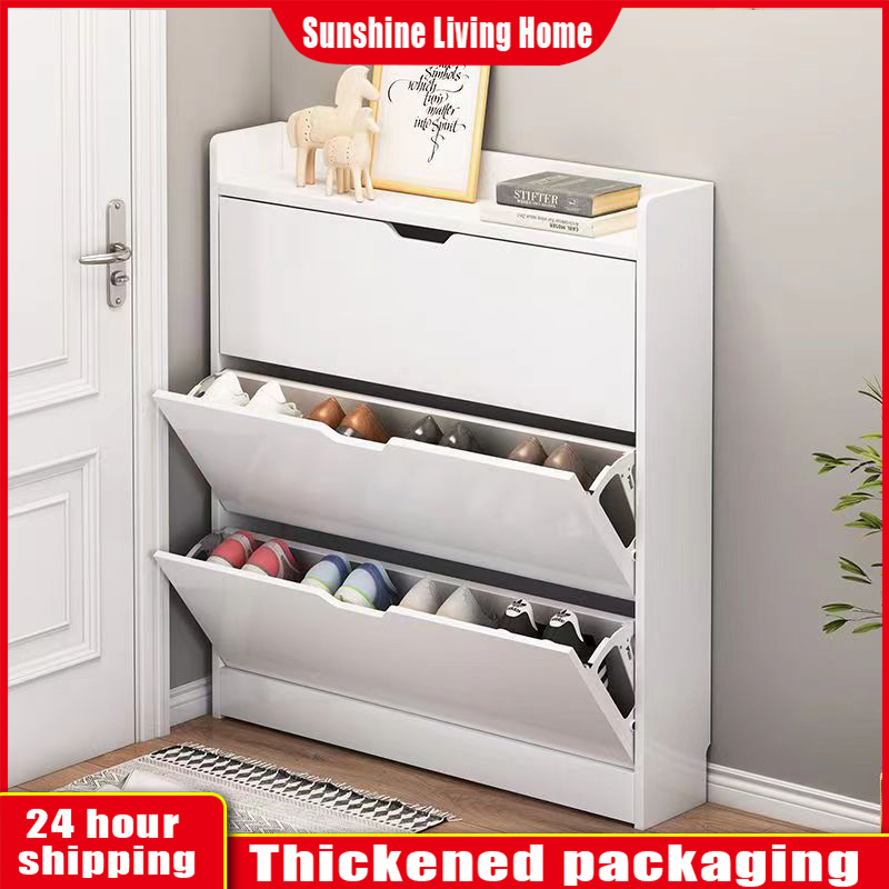 Household shoe cabinet wooden flip shoe rack cabinet living room ...