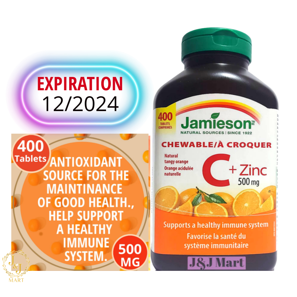 Jamieson Vitamin C + Zinc 500mg (Natural Tangy Orange) 400 Chewable
