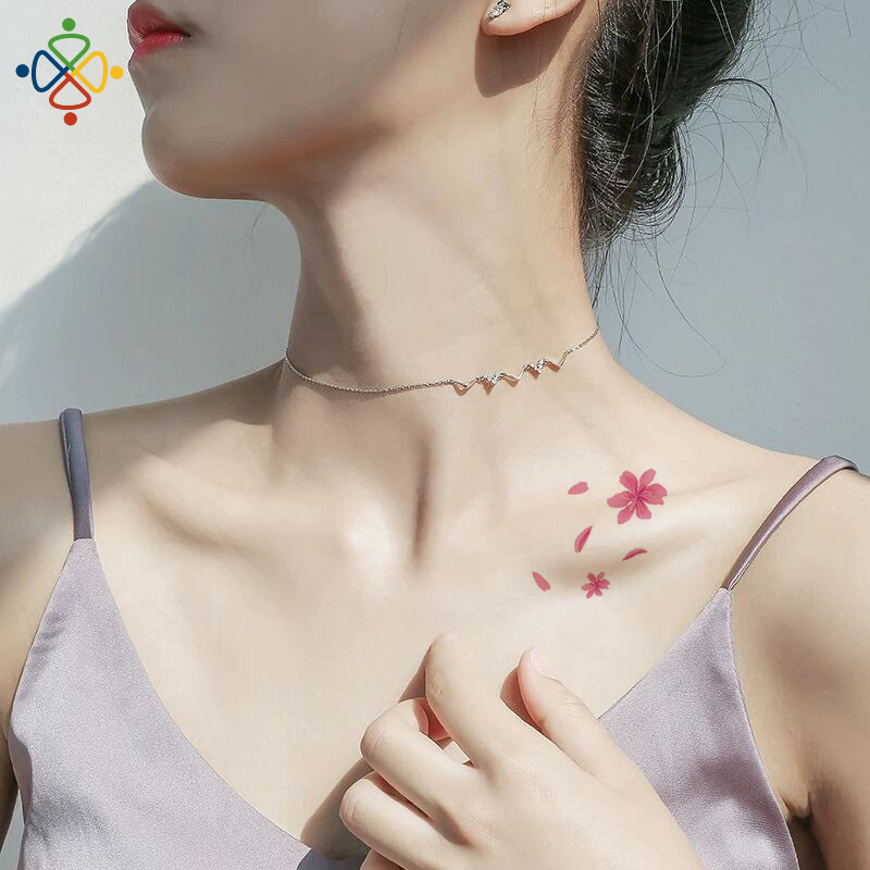 【GBQ】 Temporary Tattoo Waterproof Fake Sakura Tattoos Sticker ...
