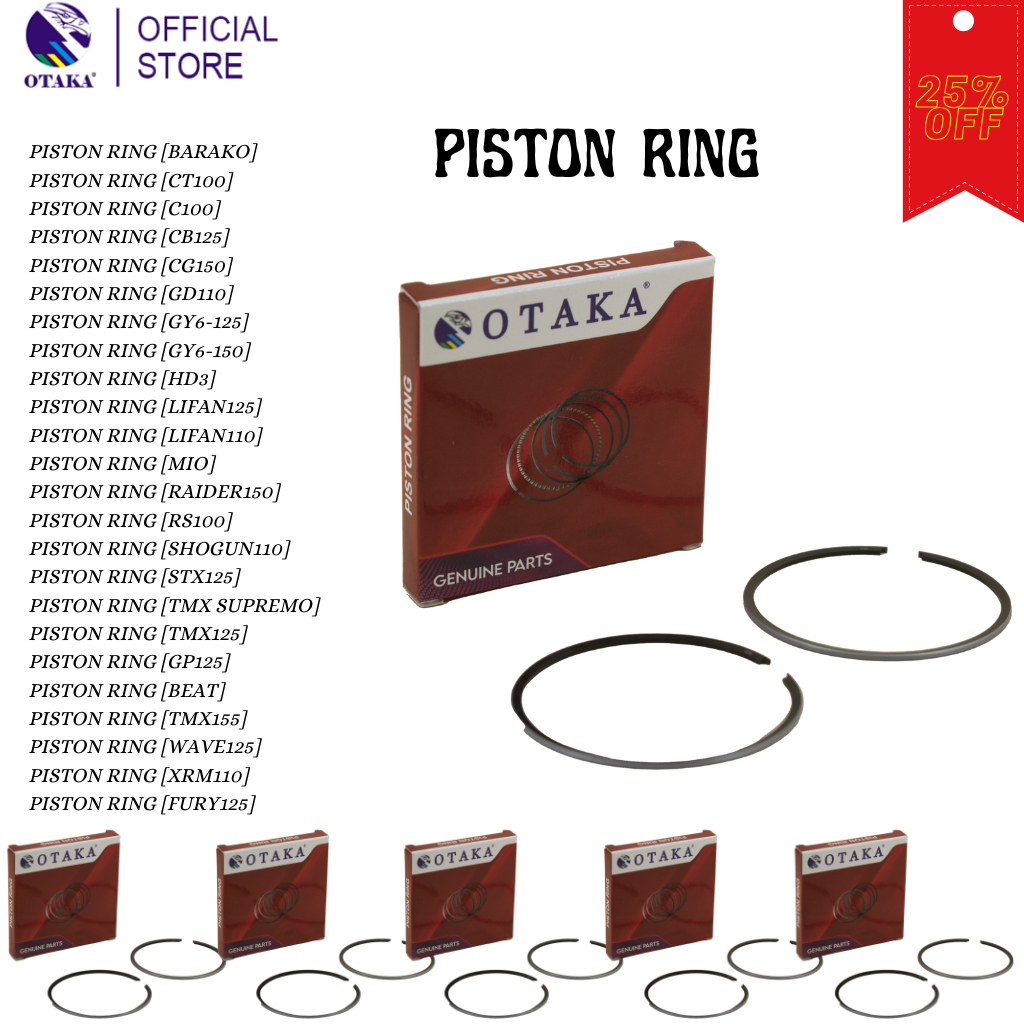 OTAKA MOTORCYCLE PISTON RING STD JAPAN QUALITY PISTON RING FOR CT100