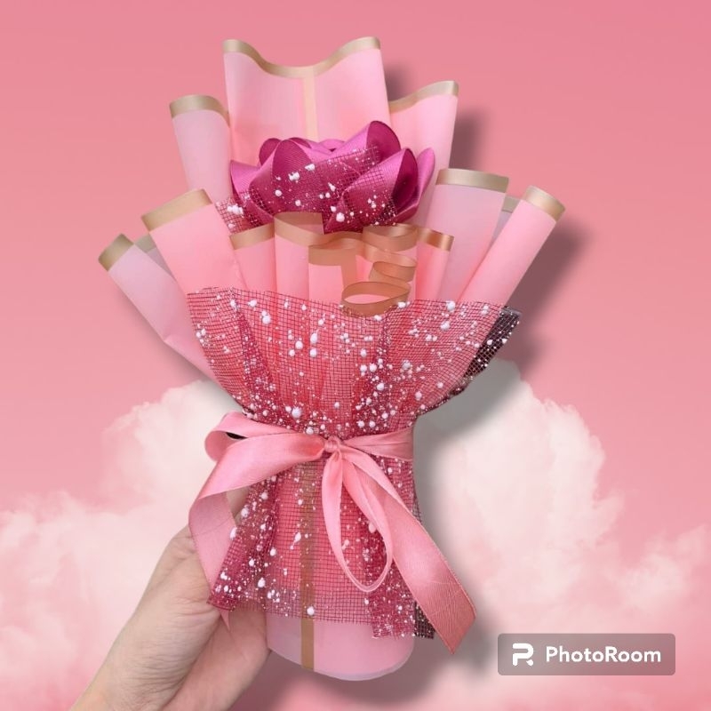 Satin Rose Flower Bouquet(Satin Ribbon)/Valentines Gift