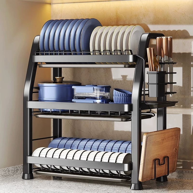 Carbon Steel Dish Drainer Dish Drying Rack Countertop Plate Organizer ...