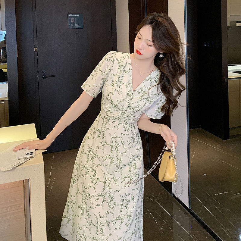 green long dress party summer korean casual dress for woman plus size cocktail floral elegant