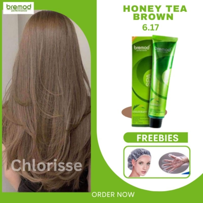 BREMOD Honey Tea Brown 6.17 Permanent Hair Color Complete Set