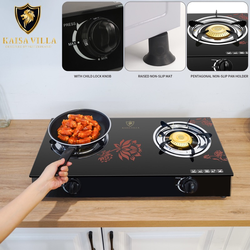 Kaisa Villa Heavy Duty Double Burner Gas Stove Stainless Body
