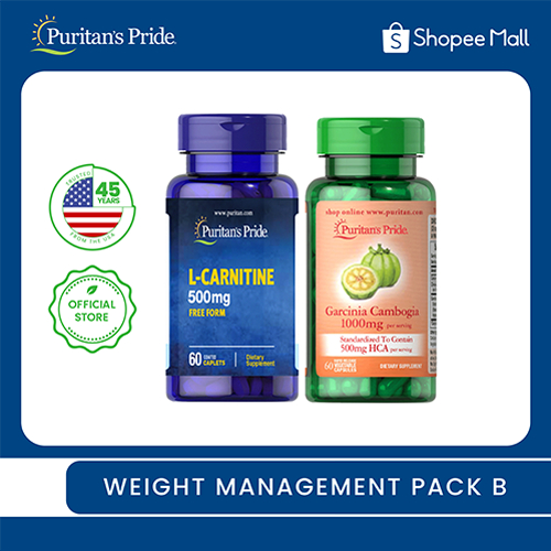 Puritan's Pride Weight Management Pack B LCarnitine 500mg + Garcinia Cambogia 500mg Shopee
