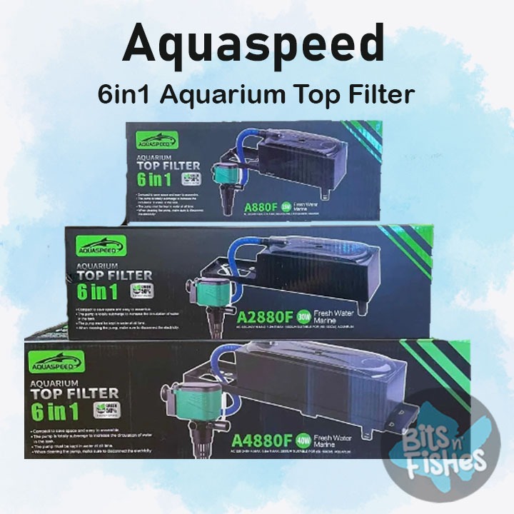 Aquaspeed Aquarium Top Filter 6n1 with filter medias A880F (15W