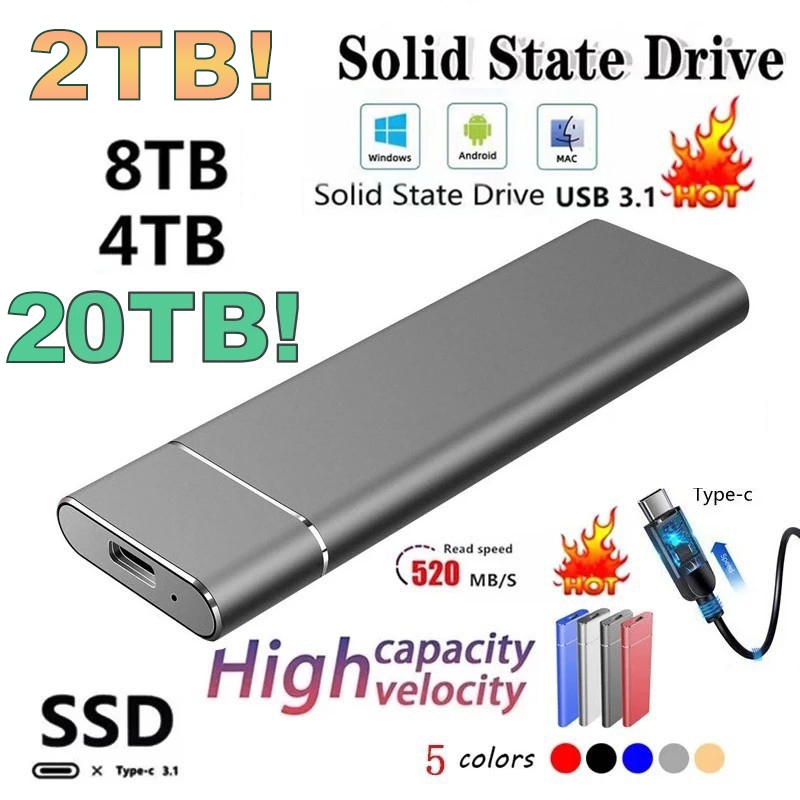 16TB SSD Mobile Solid State Drive USB 3.1 Storage Device Hard Disk