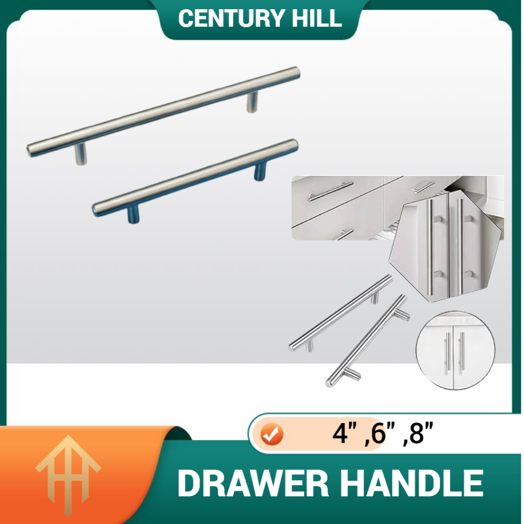 Solid Bar Stainless Steel 304 Cabinet Drawer Handle Pull (Free Screw ...