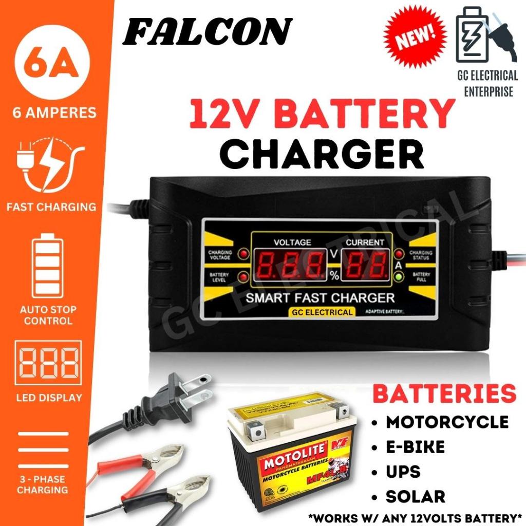 FALCON 12V Car Charger Truck Motorcycle Smart Car Battery Charger  Maintainer Amp Volt FAST CHARGER