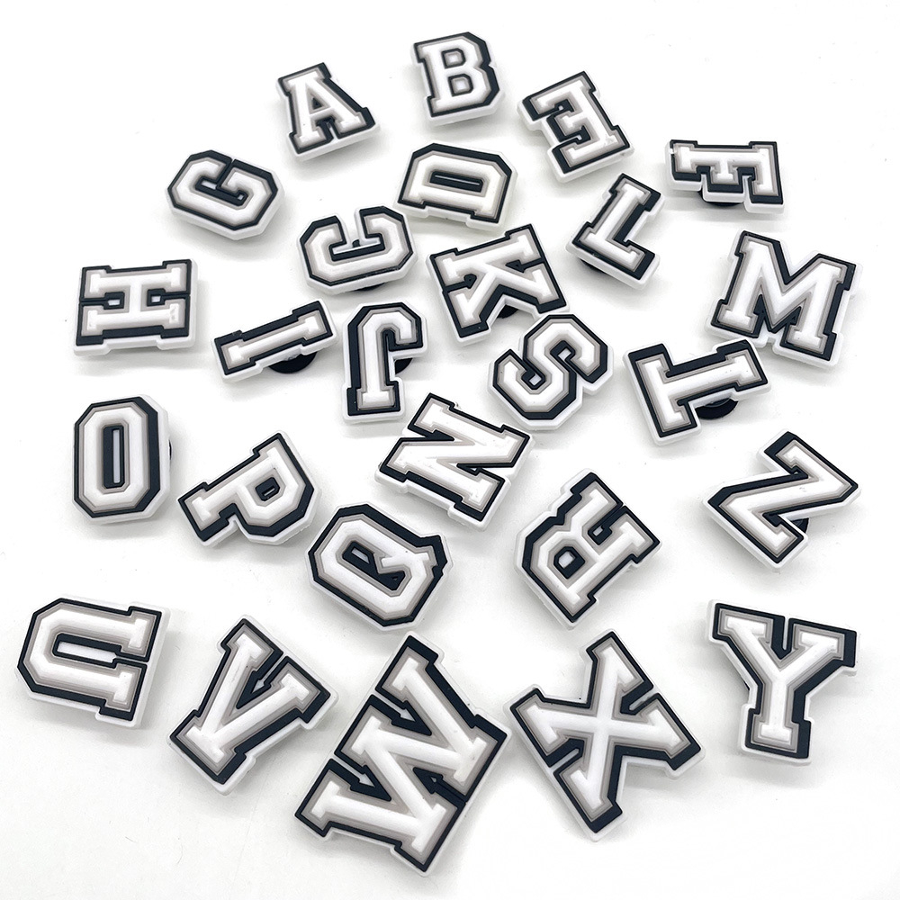 Serna Brands Black White Crocs Jibbitz Letters / Crocs Pins Charms ...