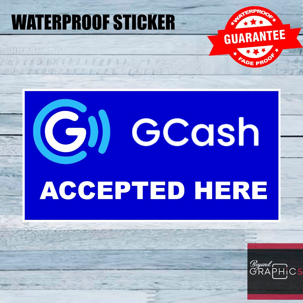 GCash Accepted Here Sign Sticker PVC Waterproof 3.5 x 7.5 Inches ...