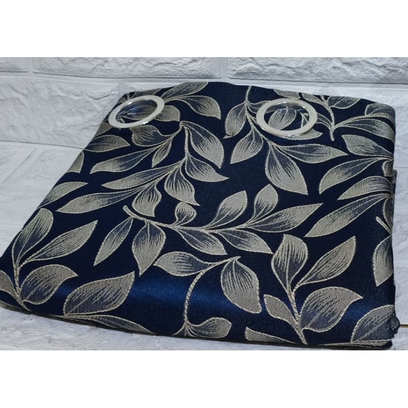 BROCADE CURTAIN Navy blue ( Ring type, Sfold type, Pleated type) 3FT