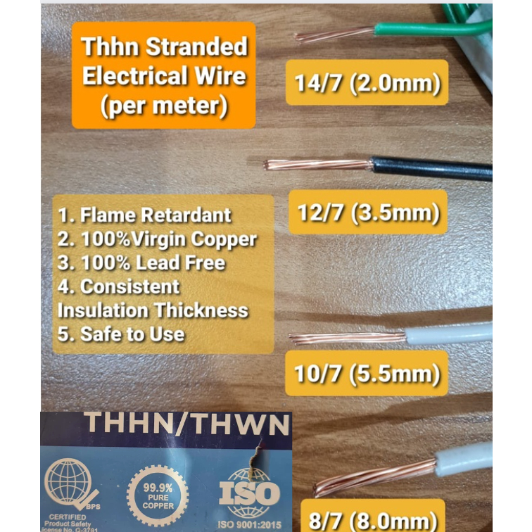 Wiremax THHN Stranded Wire(PER MTR)14/7 2.0mm 12/7 3.5mm 10/7 5.5mm 8/7 ...