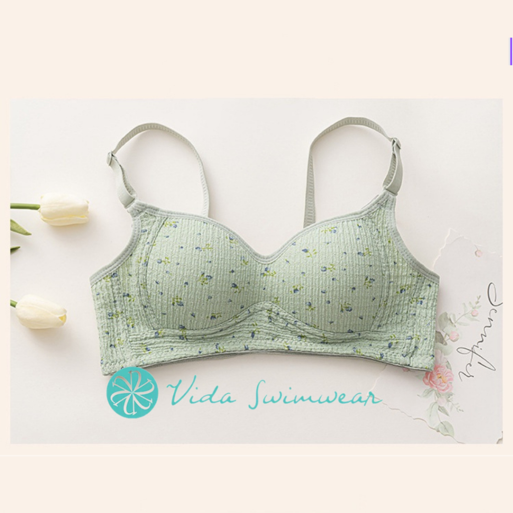 Japanese Style Floral Lace Women Underwear Push Up Bra Wireless Thin ...