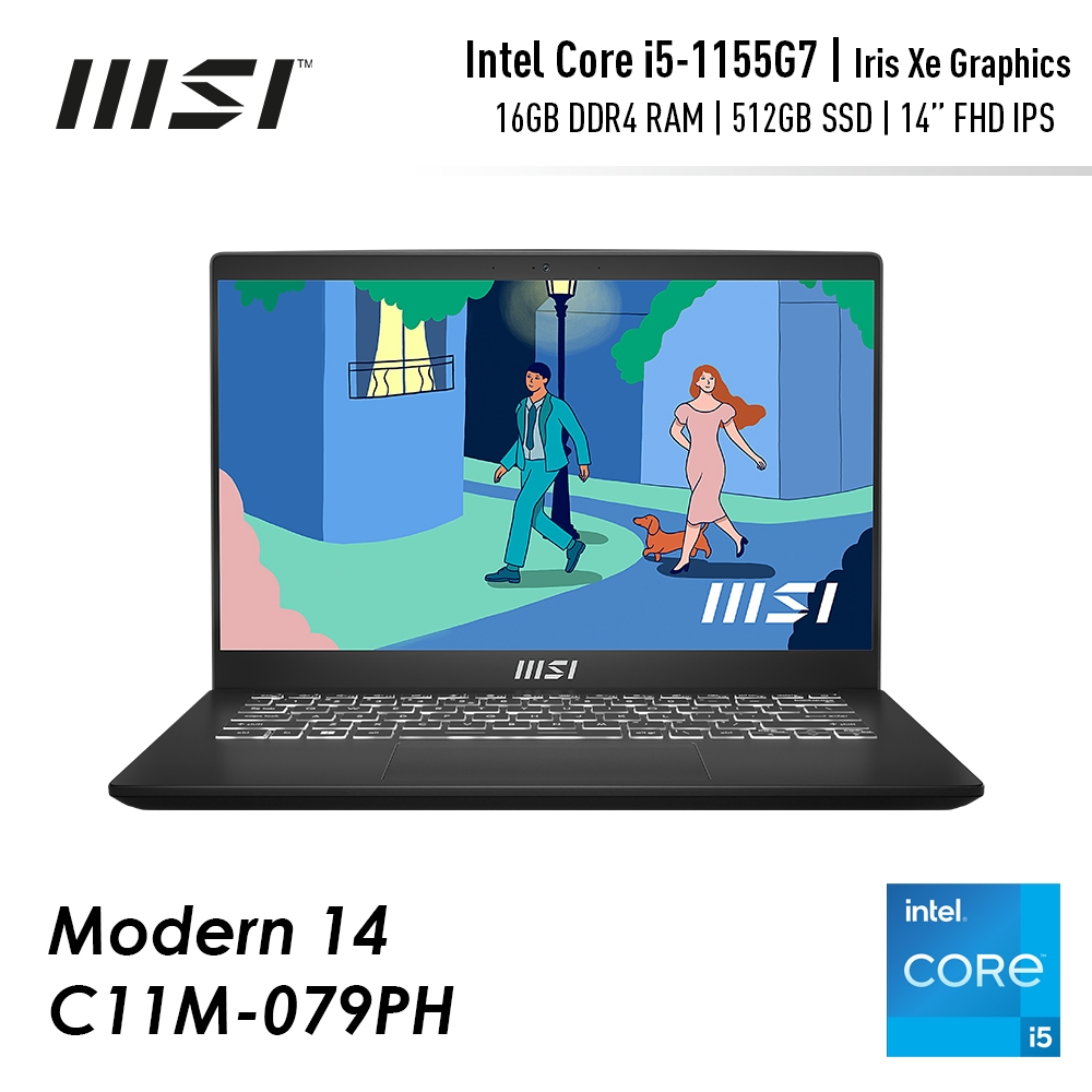 MSI Modern 14 C11M-079PH Laptop (i5-1155G7 / UMA / 16GB RAM / 512GB SSD ...