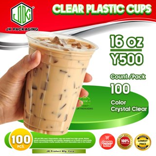 [500 Pack] 20 oz Plastic Cups with Dome Lids with Hole - PET Clear Cups  with Lids - Disposable Iced Coffee Cup for Tea, Juice, Smoothie, Boba