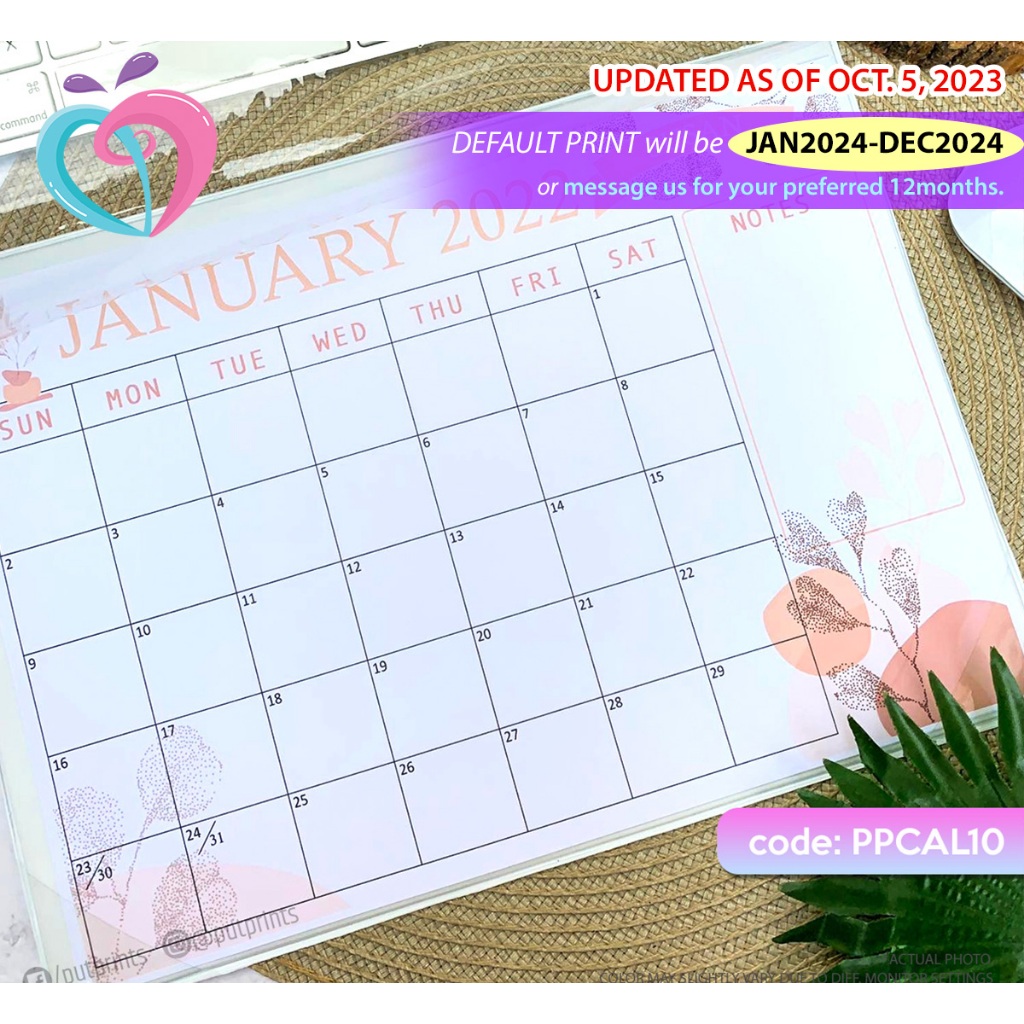 Aesthetic Design Small Flat Desk Calendar | Shopee Philippines