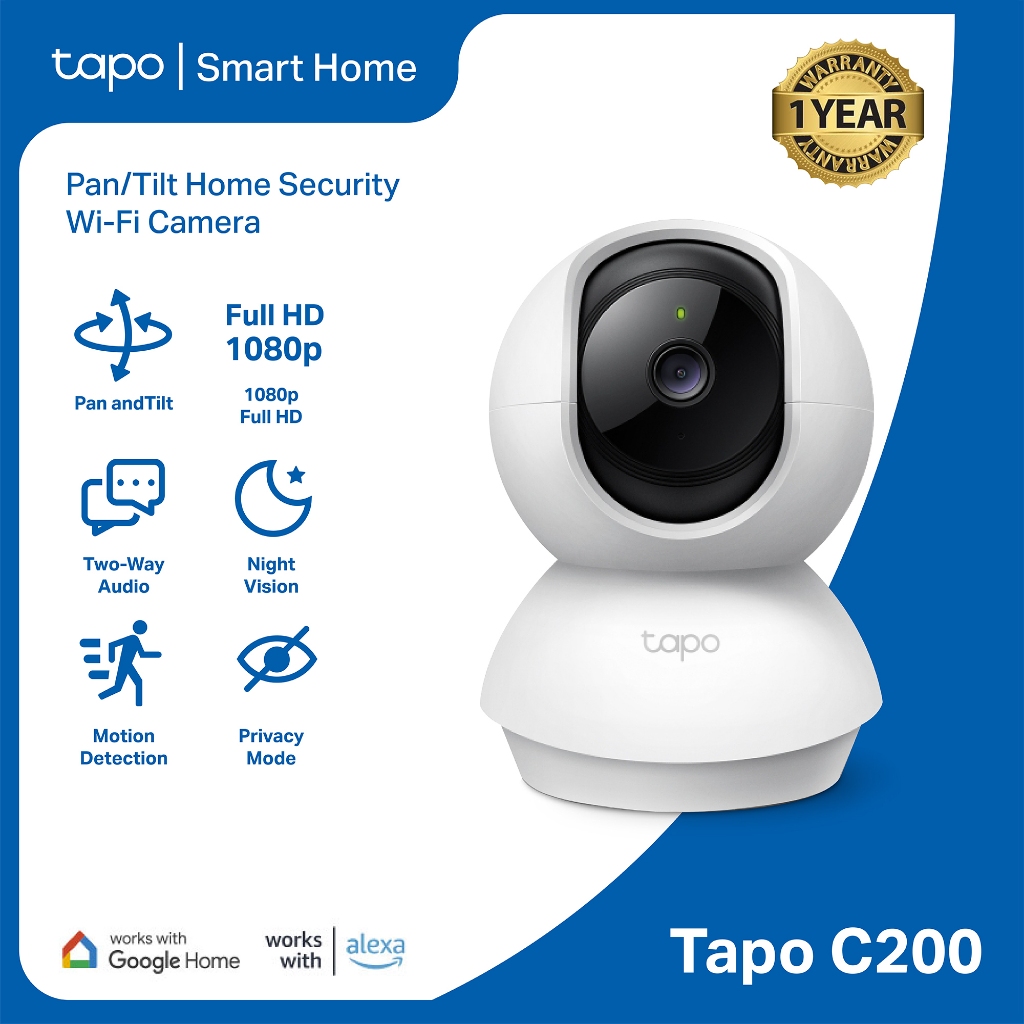 Tapo Official Store TP-Link C200 Pan/Tilt Security Wi-Fi CCTV  Camera Motion Detection - Main Image