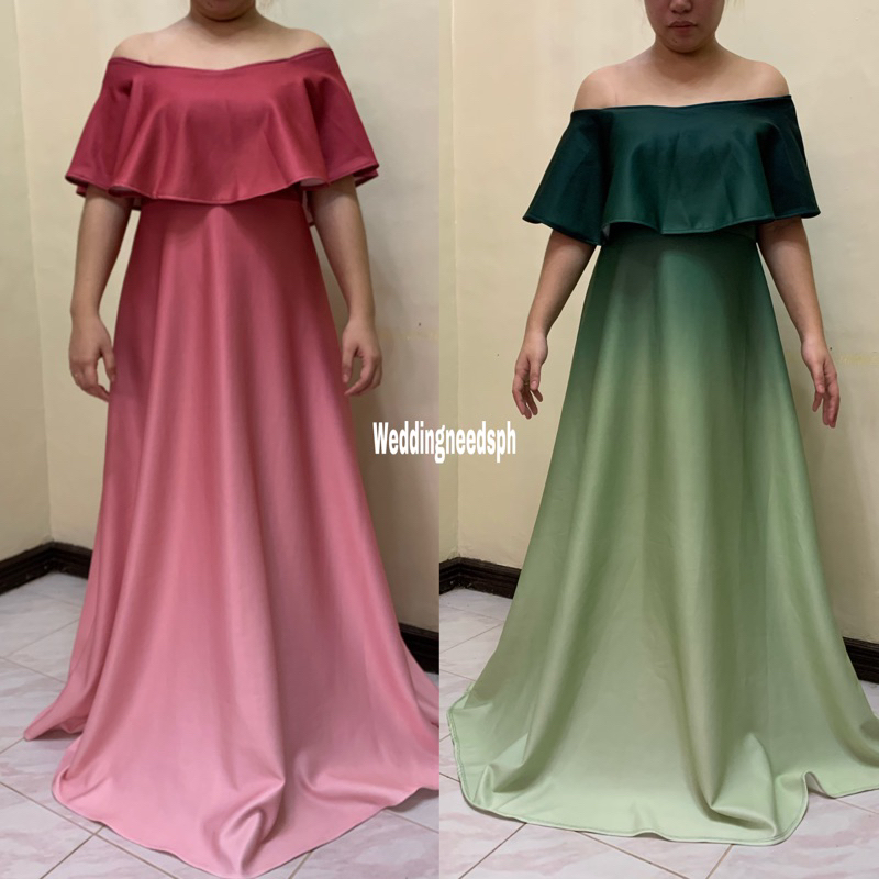 Ombre Off Shoulder Dress Neoprene Fabric Shopee Philippines 7005