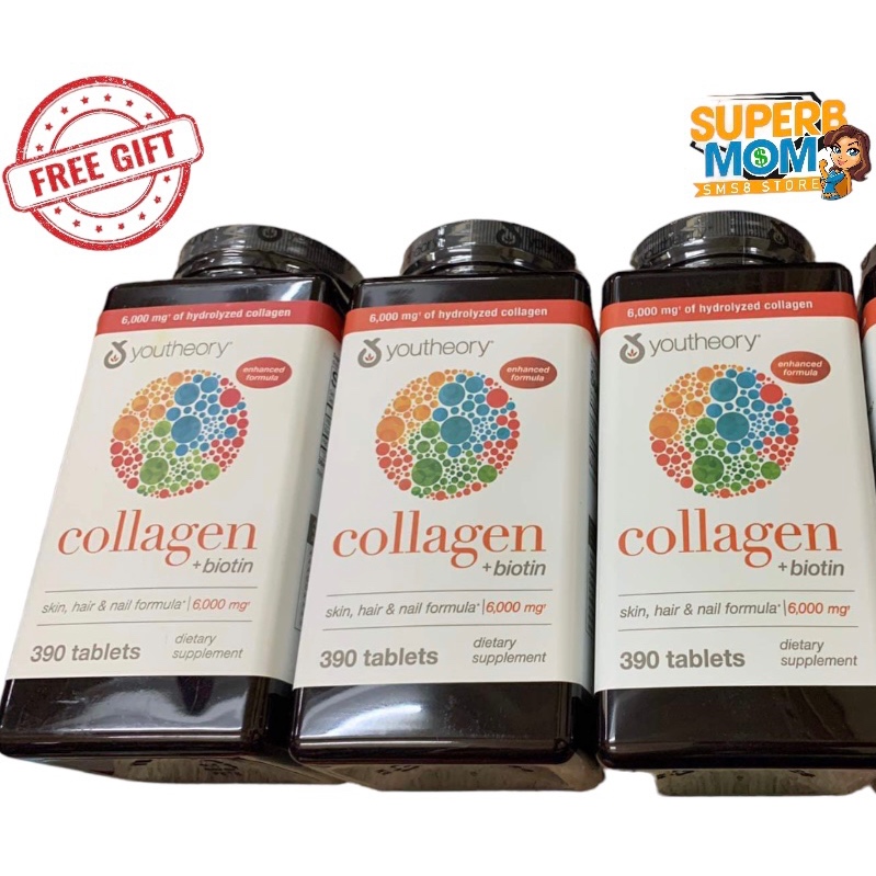 Youtheory Collagen Skin, Hair,Nail Formula W/ biotin (390 Tablets) 1
