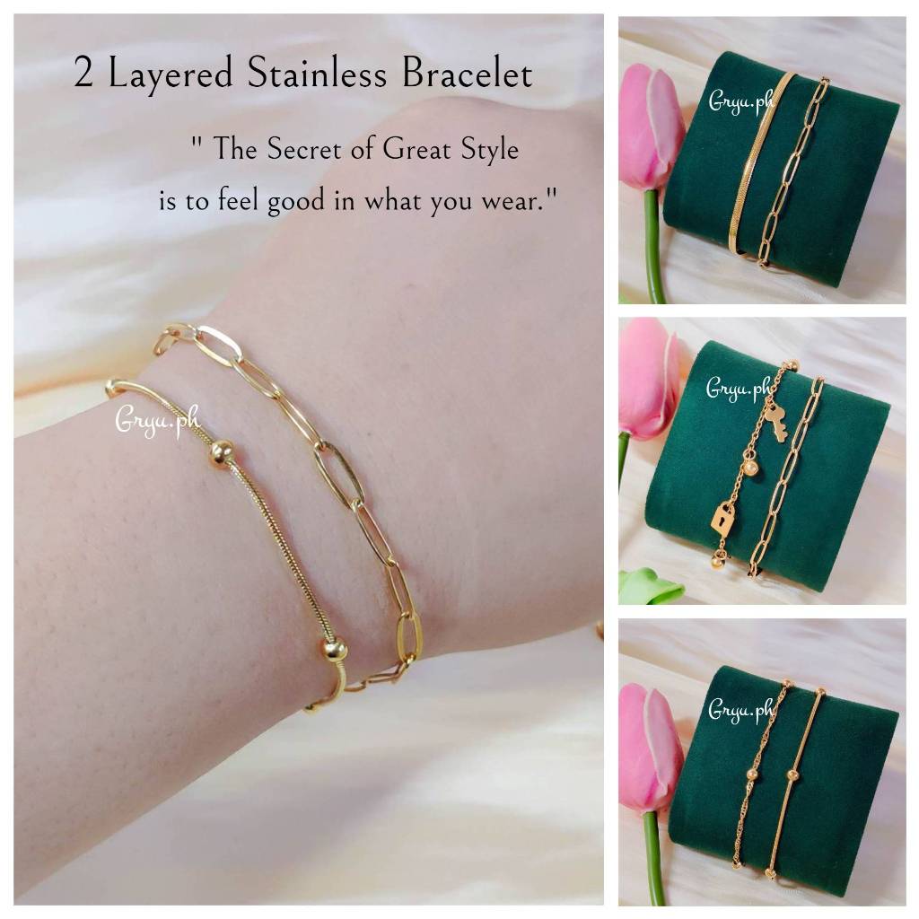 Gryu.ph Stainless Gold 2 Layered Bracelet Hypoallergenic Non Rust Non