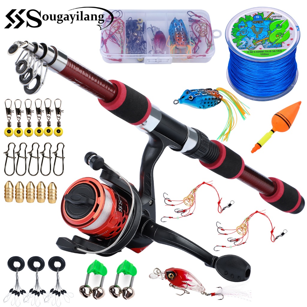 Sougayilang Fishing Rod 1.8m 6sections Fishing Reel 5.5:1 3bb Fishing ...