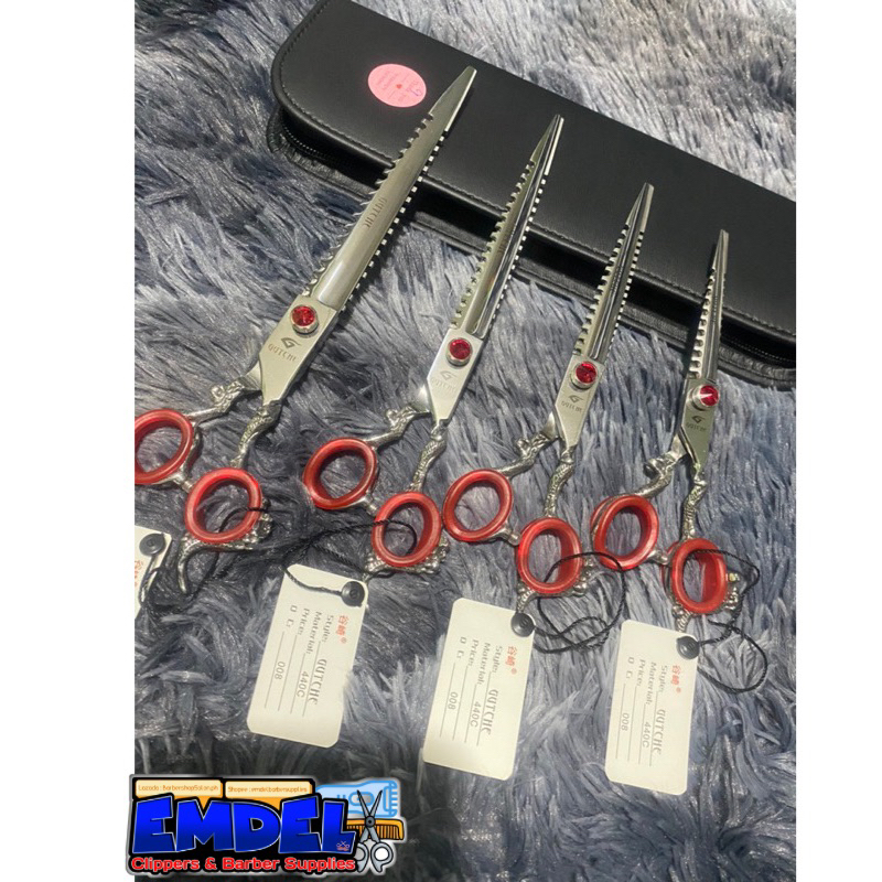 New barber scissors J440c Ice Tempered scissors dragon handle design w