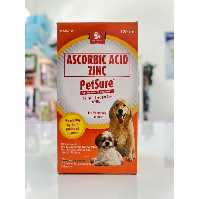 PETSURE 120ML ASCORBIC ACID+ZINC FOR DOGS AND CATS Shopee Philippines