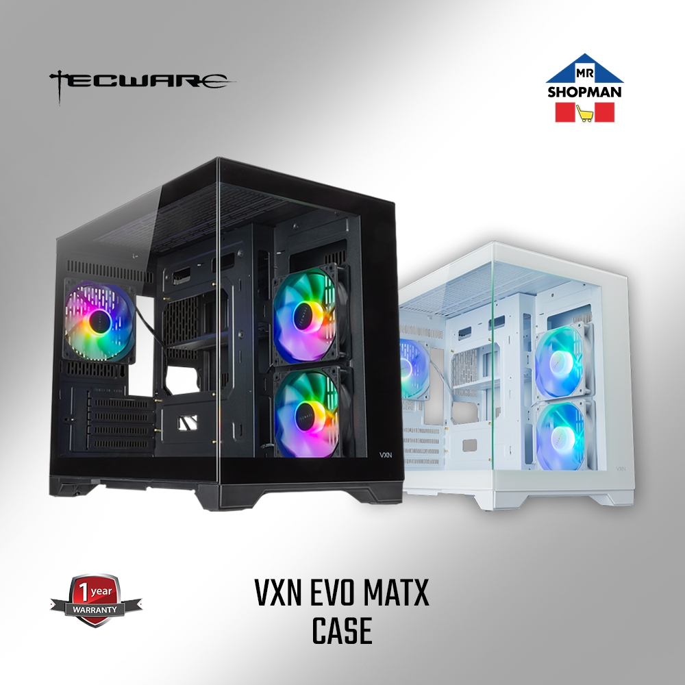 Tecware VXN EVO Dual Chamber MATX Tempered Glass Desktop PC Case ...