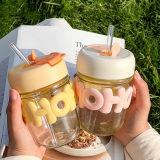 Glass Mason Jar With Handles, Lid And Straw Mason Jars Drinking Glasses, Mason  Jar Cups, Mason Jar Cup, Set With Handles For Iced Coffee, Tea & Smoothie,  Aesthetic Room Decor, Festival Decoration