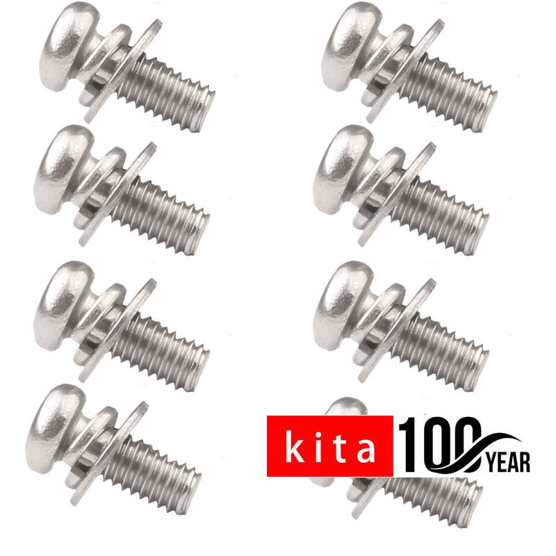 50 pcs with Spring Washer Combination ~~~~ stainless Screw Round Head ...