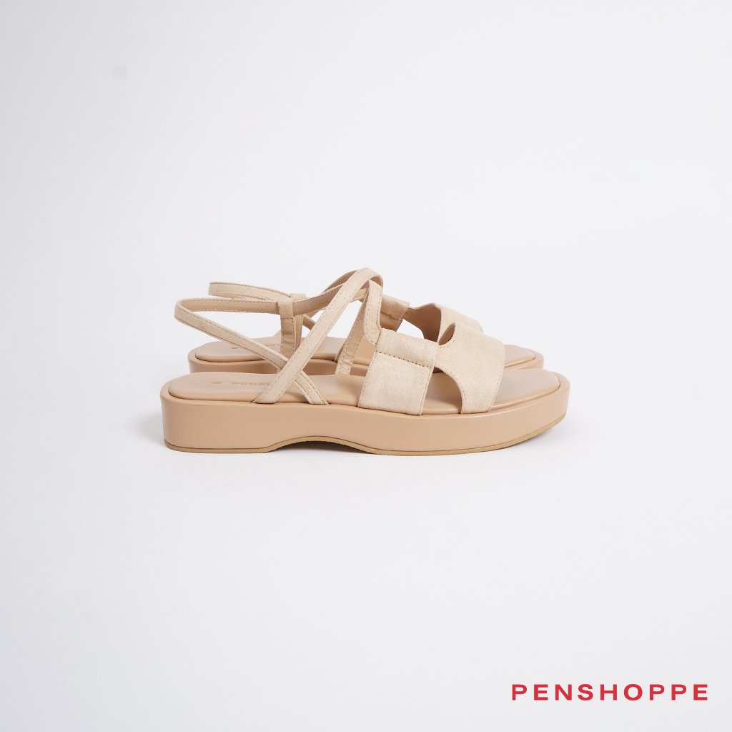 Penshoppe Multi Strap Chunky Sandals For Women (Sand) | Shopee Philippines