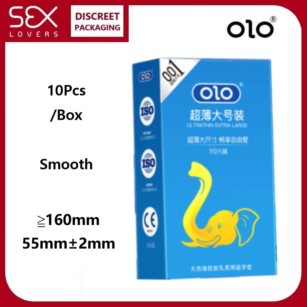 Olo Extra Large 55mm±2mm Condom Natural Latex Ultra Thin For Mensafe Discreet 10pcsbox Shopee 2484