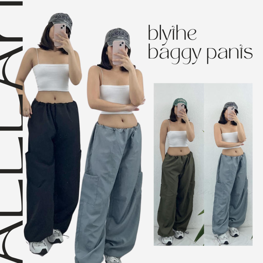 Blythe String Cargo Parachute Pants | Alleah Apparel | Shopee Philippines