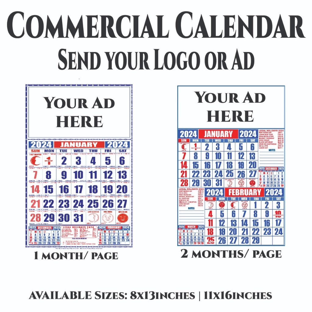 Customized/Personalized Commercial Calendar 2024 no minimum order