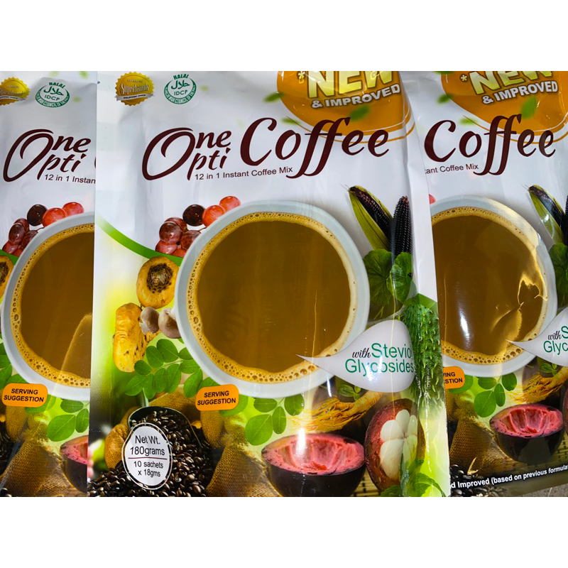 ONE OPTI COFFEE 10 SACHETS(12 in 1 Instant coffee mix) | Shopee Philippines